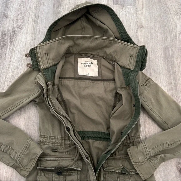 VTG Y2K Abercrombie & Fitch military utility jacket Womens XS green Bella Elena - Picture 7 of 16